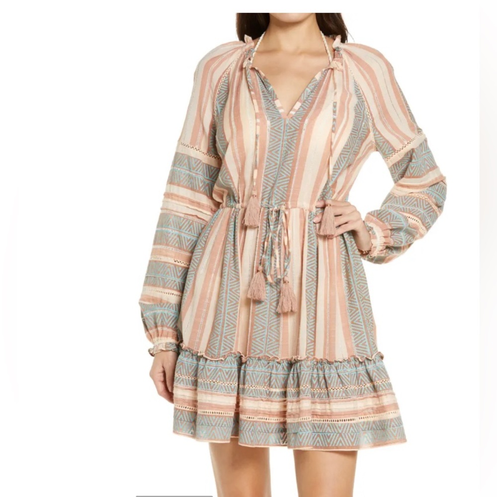 VERONICA BEARD Danica Mix Print Long Sleeve Cover-Up Minidress